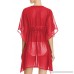 Viottis Women's Solid Chiffon V-Neck Butterfly Swimsuit Cover-Up Beach Dress Red B07C8NV2WZ